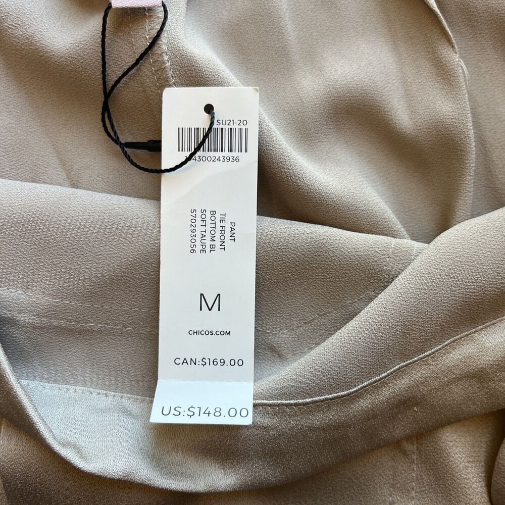 Chico's Black Label Women's Nude Tie Front Wide Leg Pants Size Medium - Picture 6 of 7